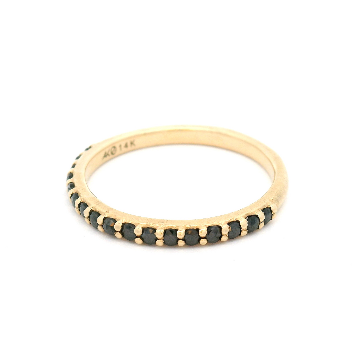 14k Yellow Textured Half-Eternity Band with 17 Black Diamonds