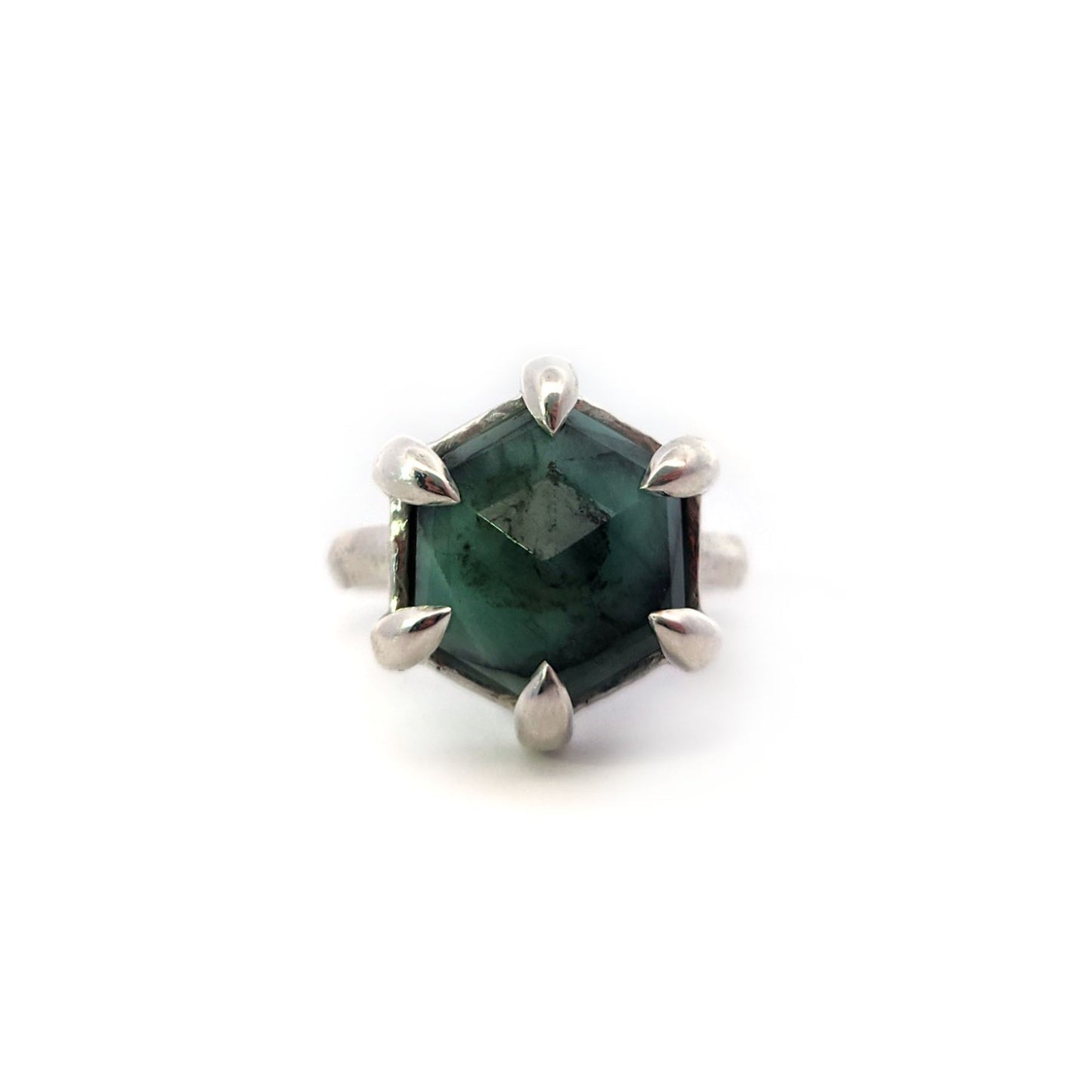 Sterling Silver Rustic Emerald Ring