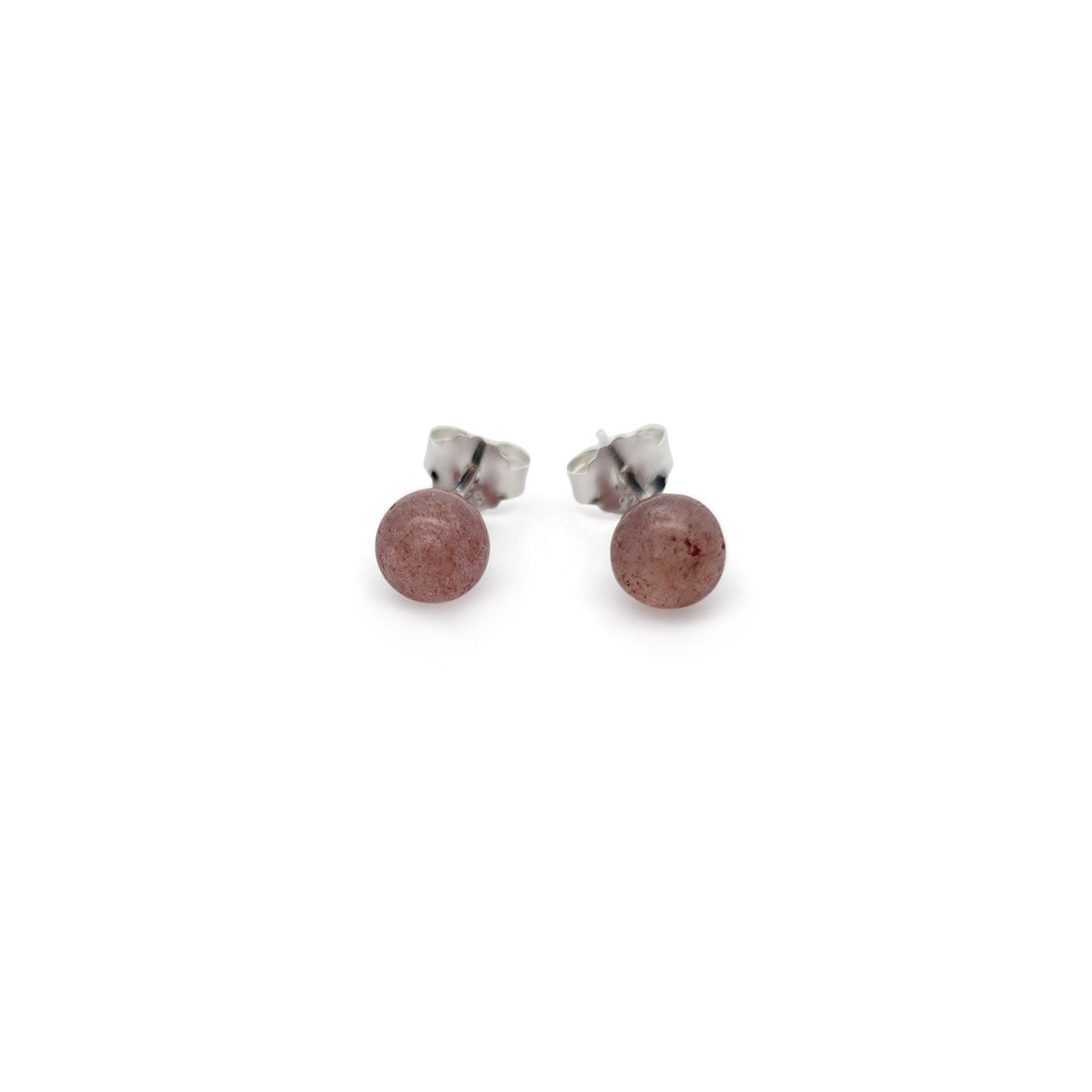 Strawberry Quartz Round 6mm Stud Earrings