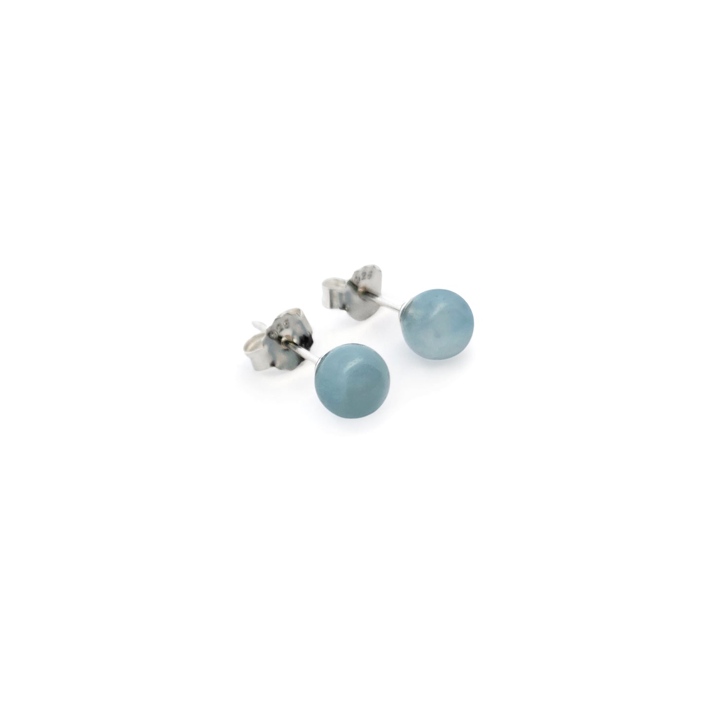 Aquamarine Round 6mm Stud Earrings