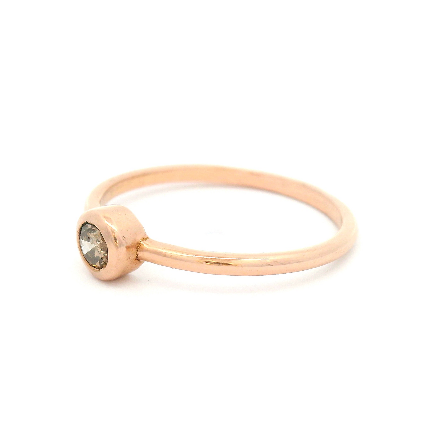 14k Rose Gold Bezel Set Solitaire with Champagne Diamond