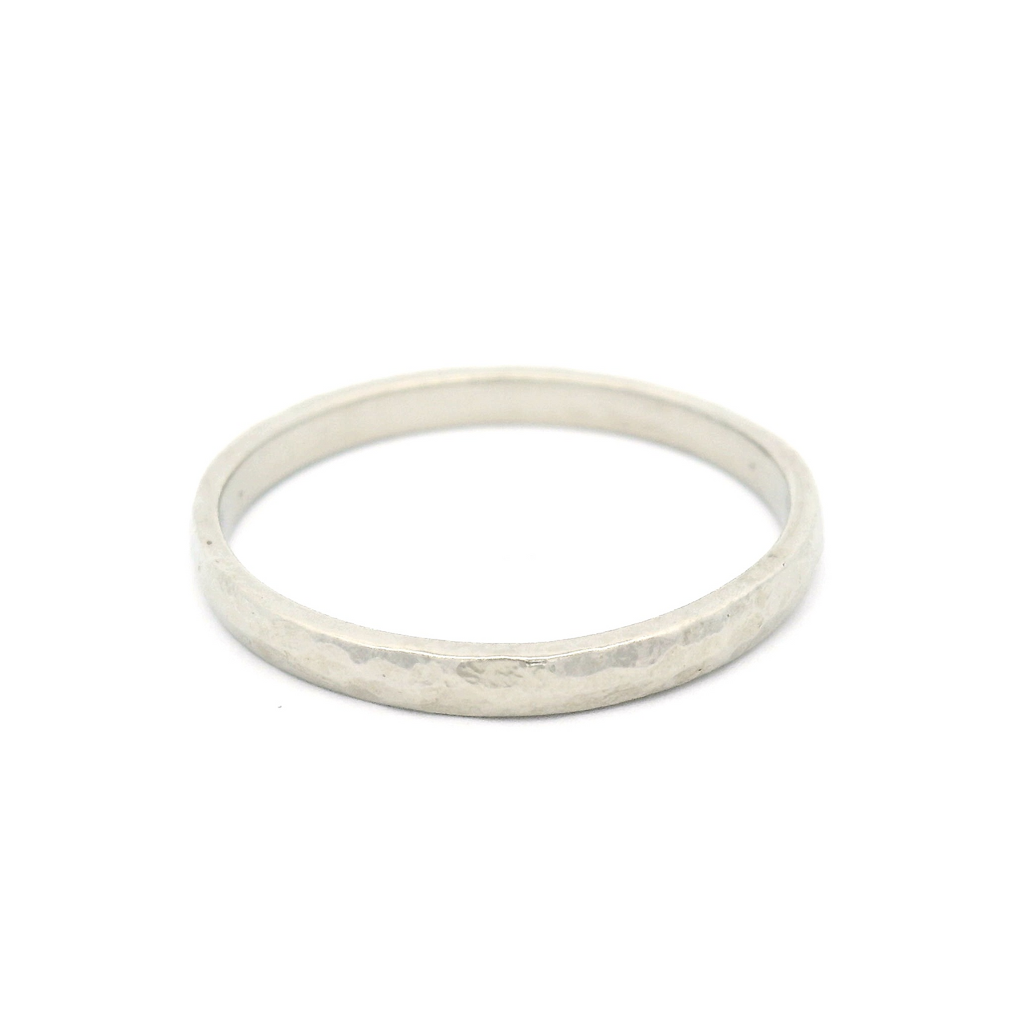 14k White Hammered 2mm Band