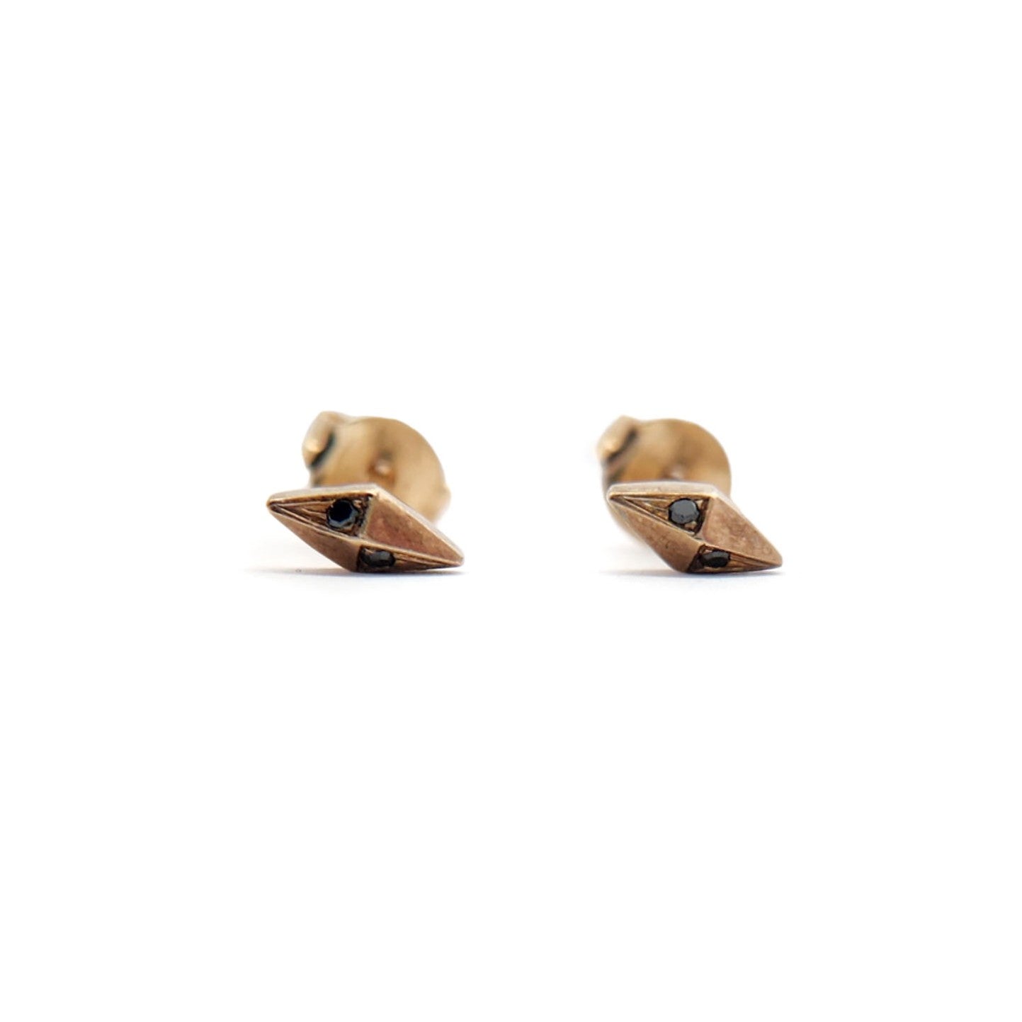 Long Pyramid Black Diamond Studs
