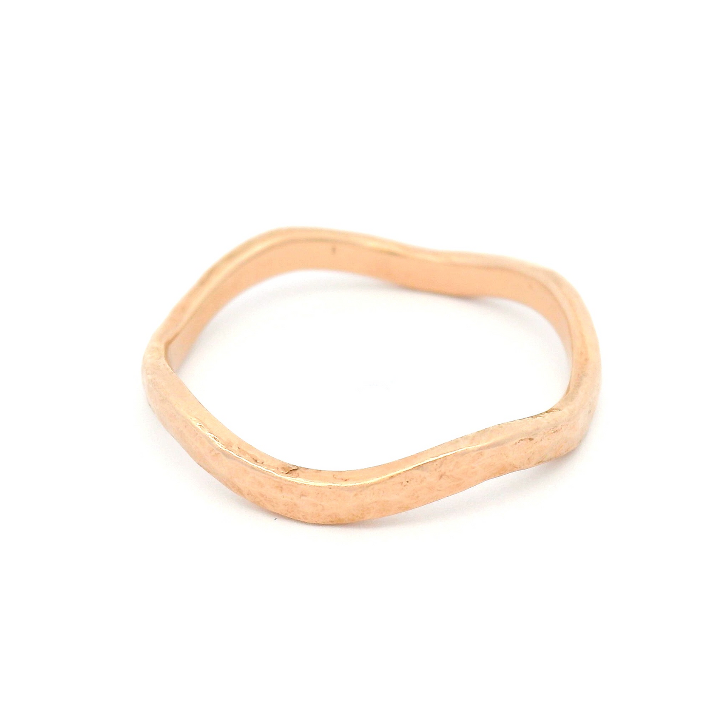 14k Rose Hammered 2mm Wave Band