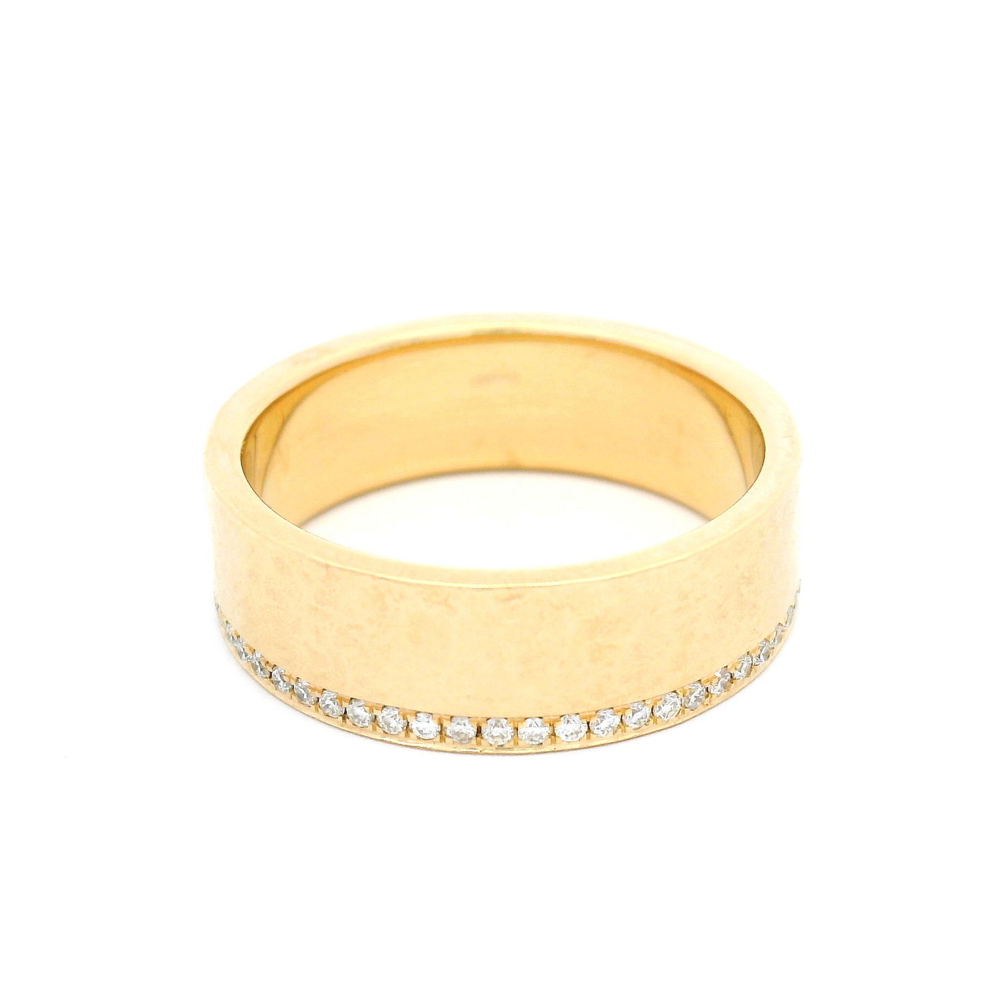 14k Yellow Wide Hammered Eternity Band with 0.25cts Diamonds