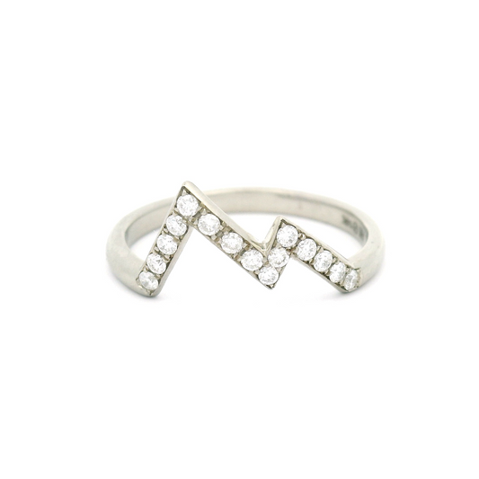 14k White Bead-Set Band with 0.075cts Diamonds