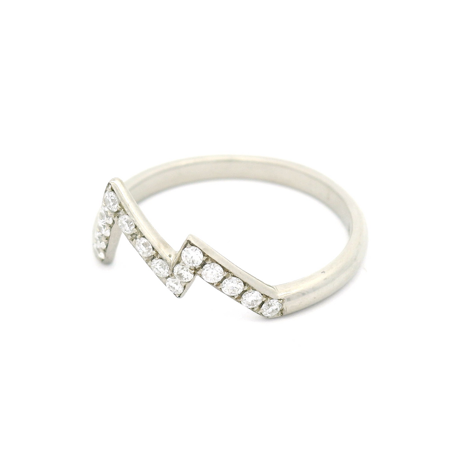 14k White Bead-Set Band with 0.075cts Diamonds