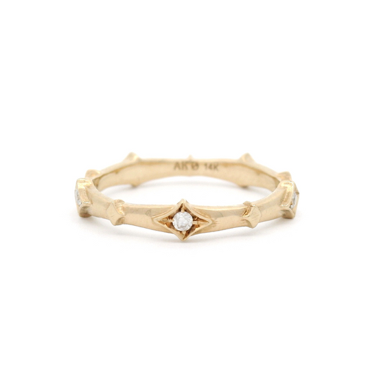 14k Yellow Eternity Band with 5 Bead-Set Accent Diamonds