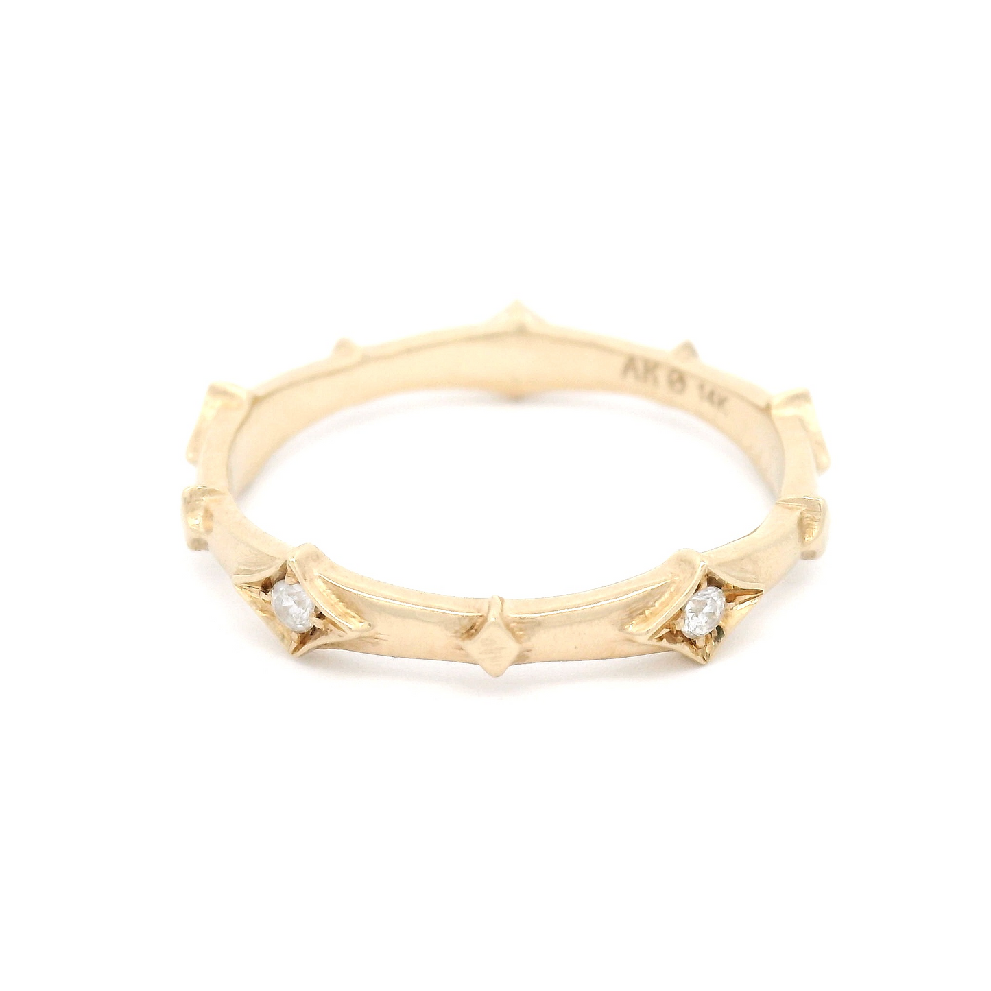 14k Yellow Eternity Band with 5 Bead-Set Accent Diamonds