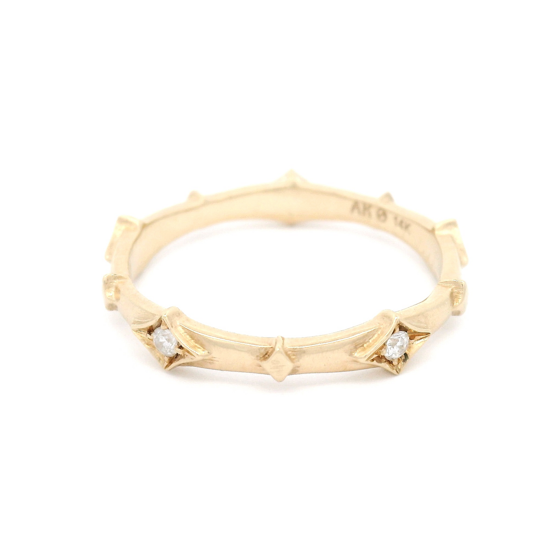 14k Yellow Eternity Band with 5 Bead-Set Accent Diamonds