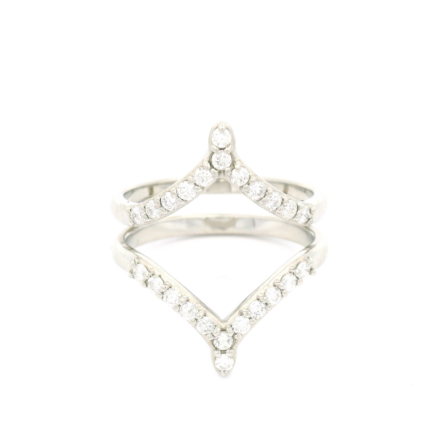 14k White Chevron Jacket Band with 0.42cts Bead-Set Diamonds