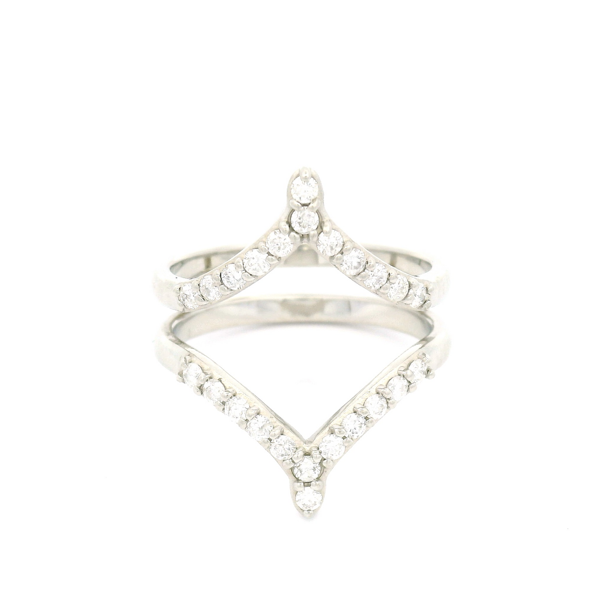 14k White Chevron Jacket Band with 0.42cts Bead-Set Diamonds