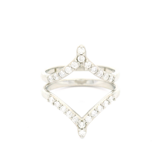 14k White Chevron Jacket Band with 0.42cts Bead-Set Diamonds