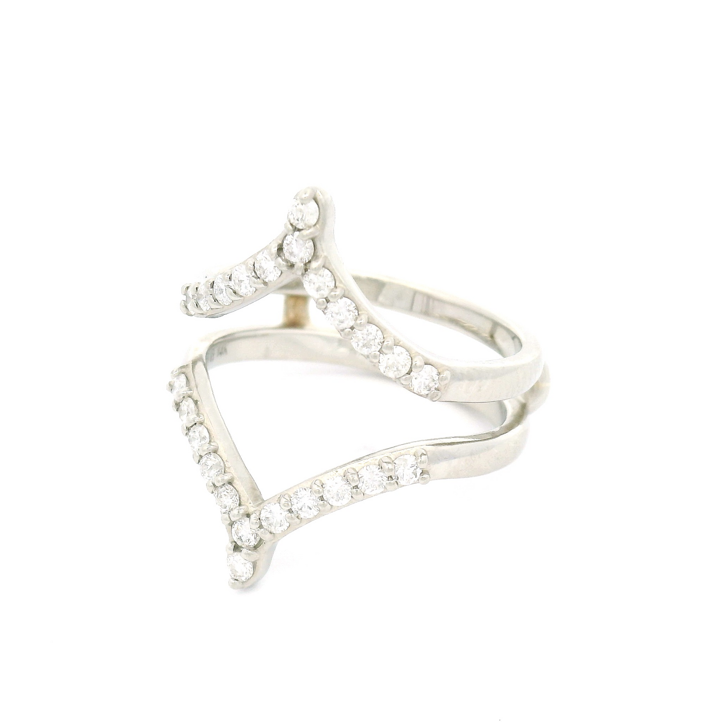 14k White Chevron Jacket Band with 0.42cts Bead-Set Diamonds