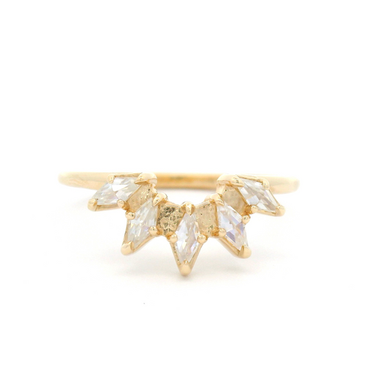 14k Yellow Contour Band with Five Rose-Cut Moissanites
