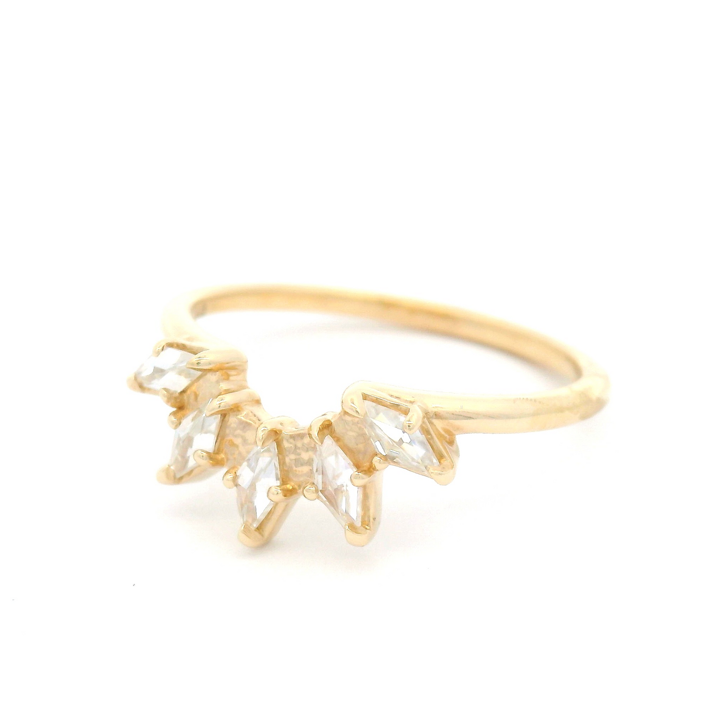 14k Yellow Contour Band with Five Rose-Cut Moissanites