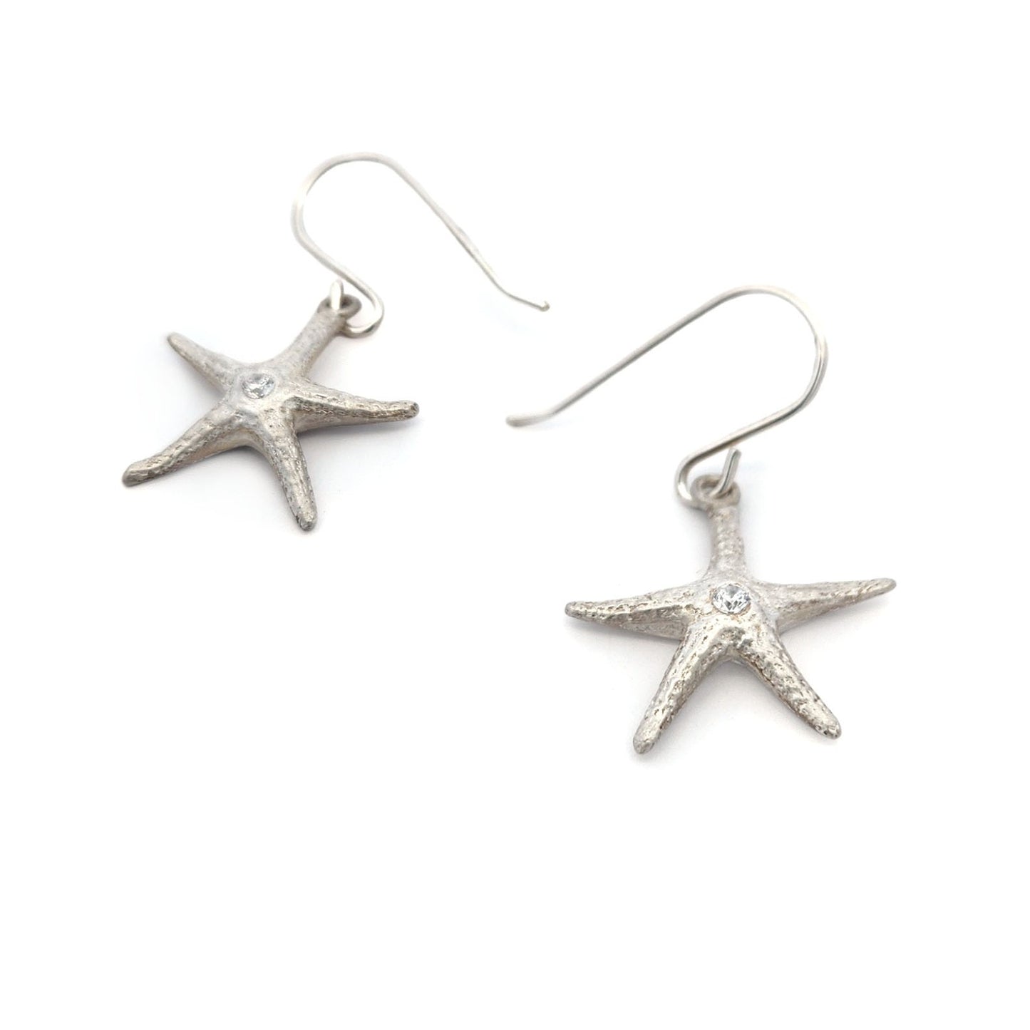 Sterling Silver Starfish CZ Earrings