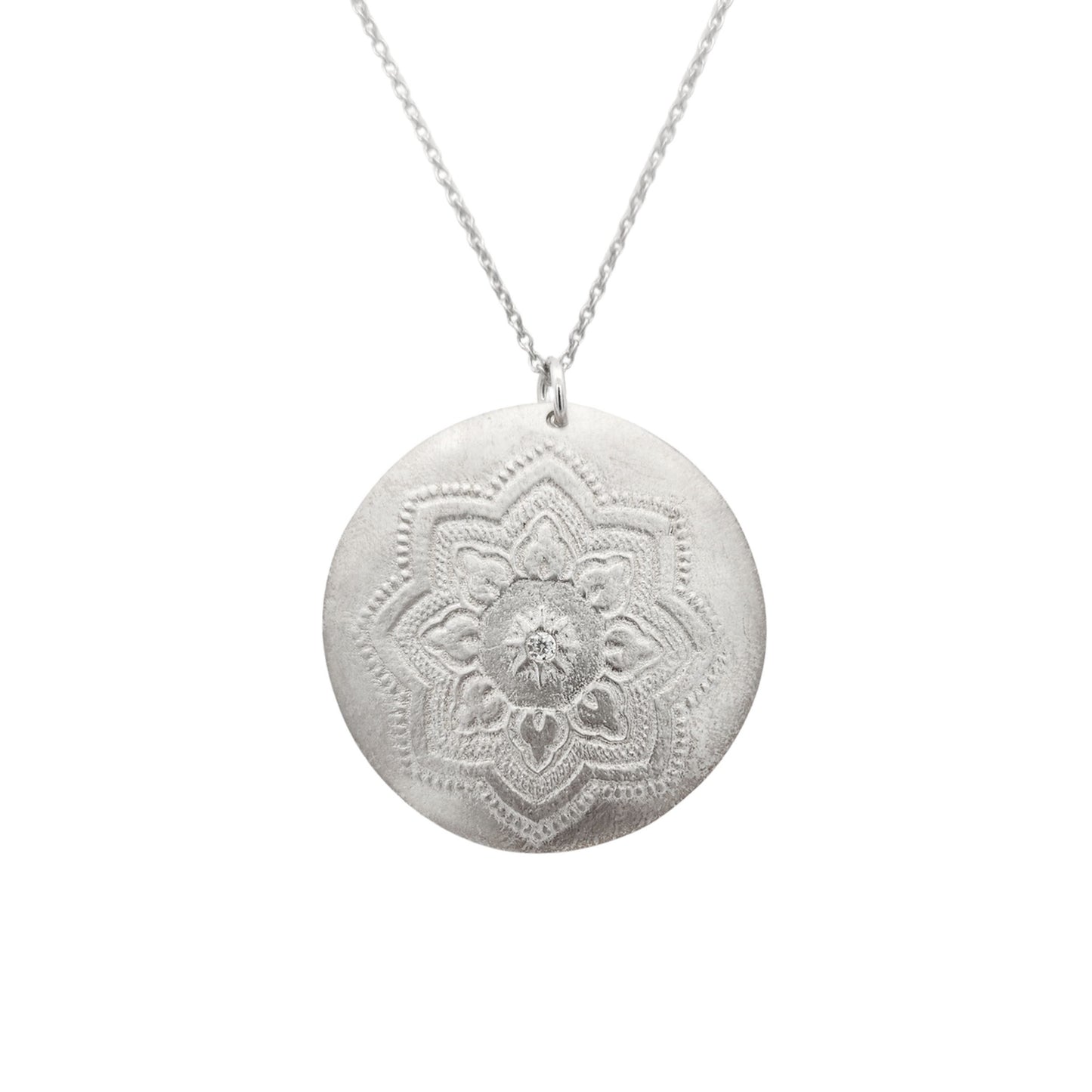 Sterling Silver CZ Mandala Pendant