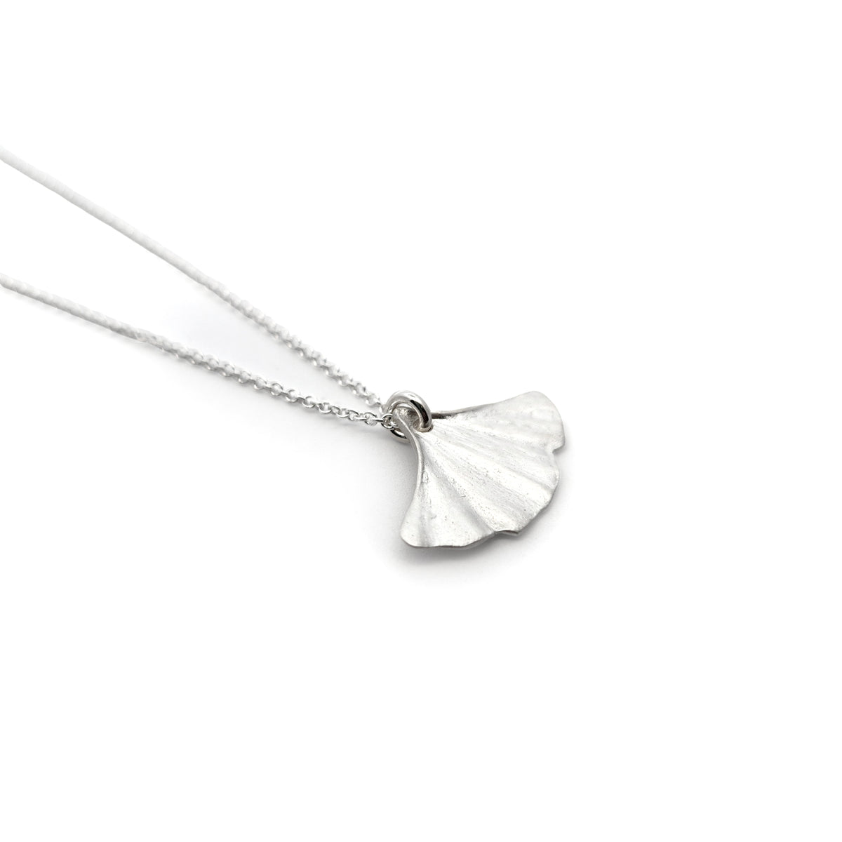 Sterling Silver Tiny Fan Leaf Necklace