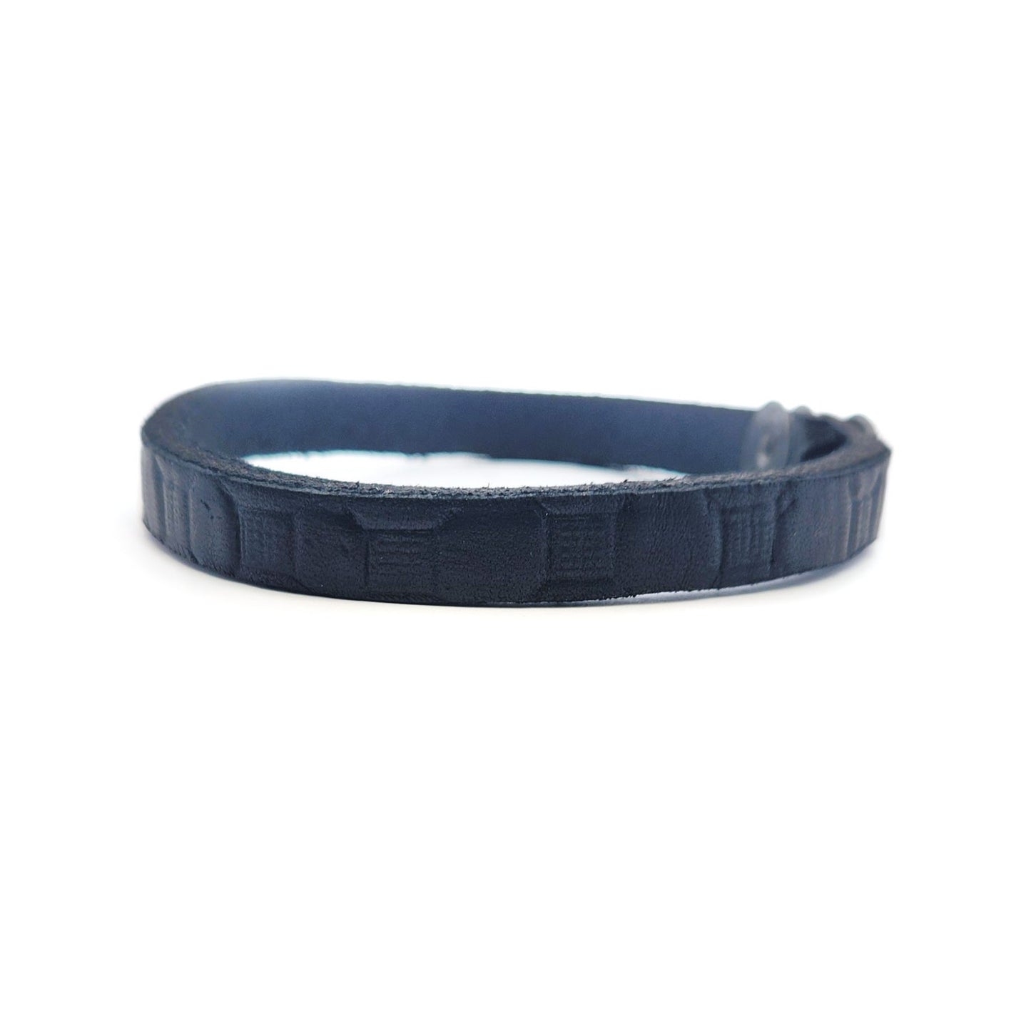 Thin Black Squares Leather Bracelet