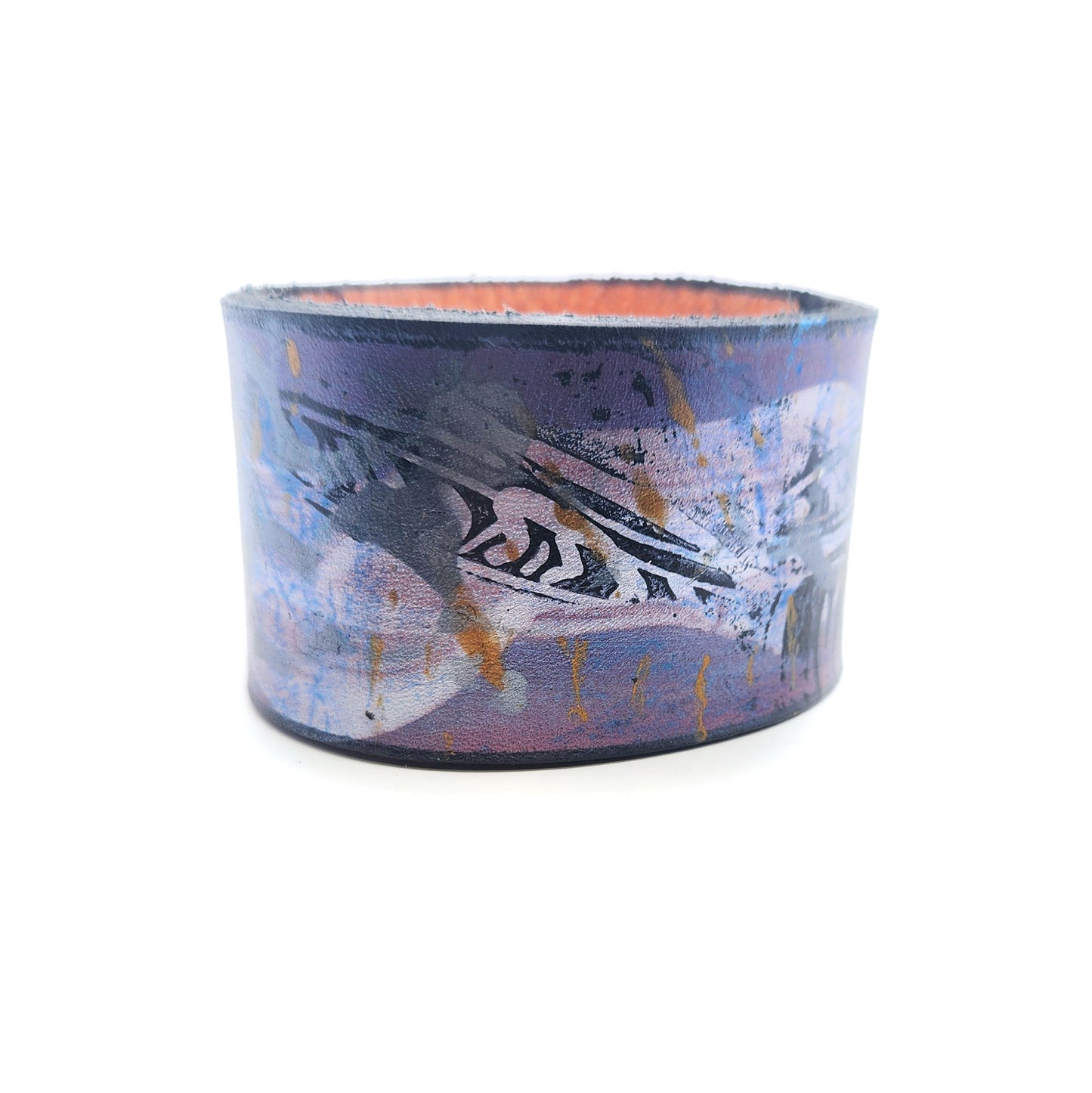 Wide Purple Leather Bracelet