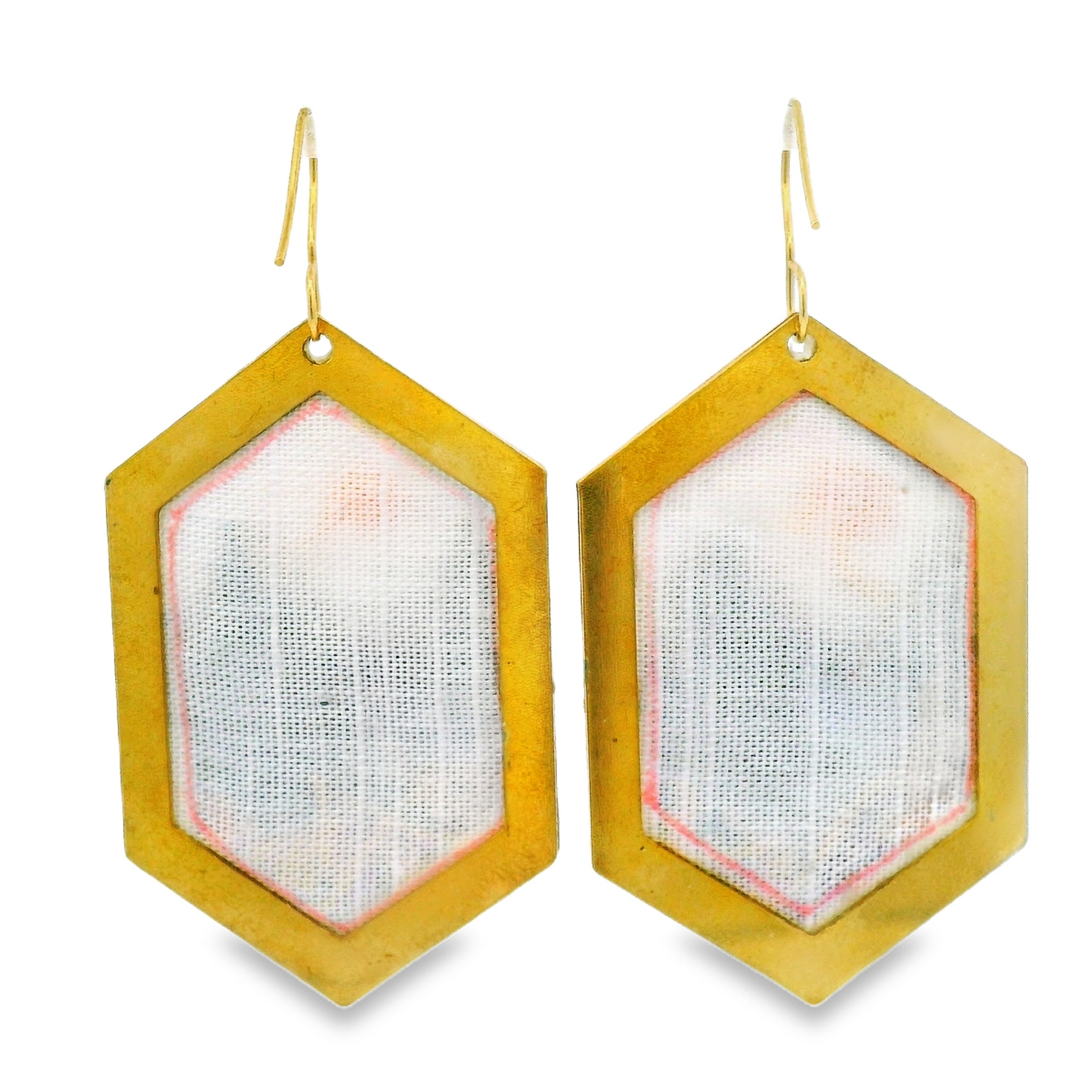Hand Embroidered Hexagon Landscape Earrings