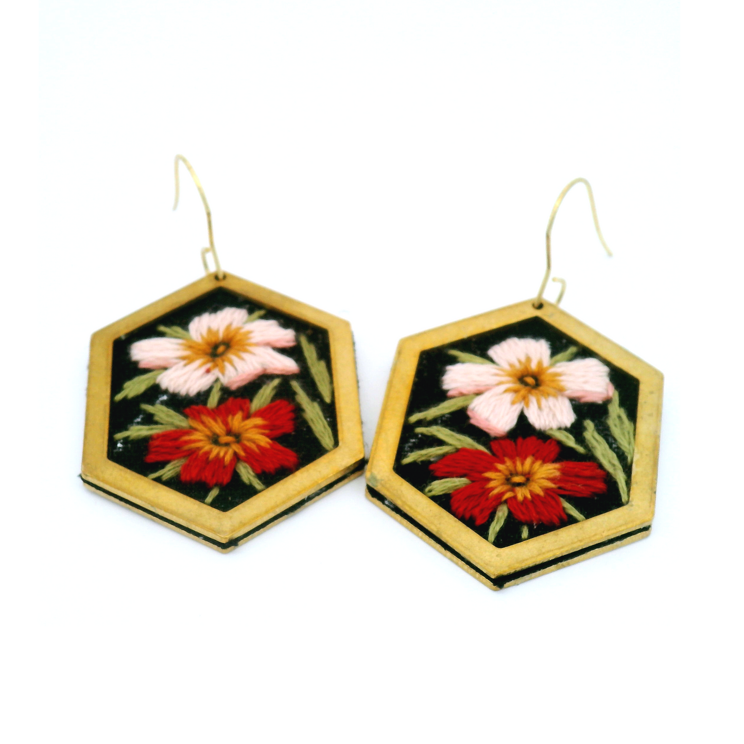 Hexagon Pansy Earrings