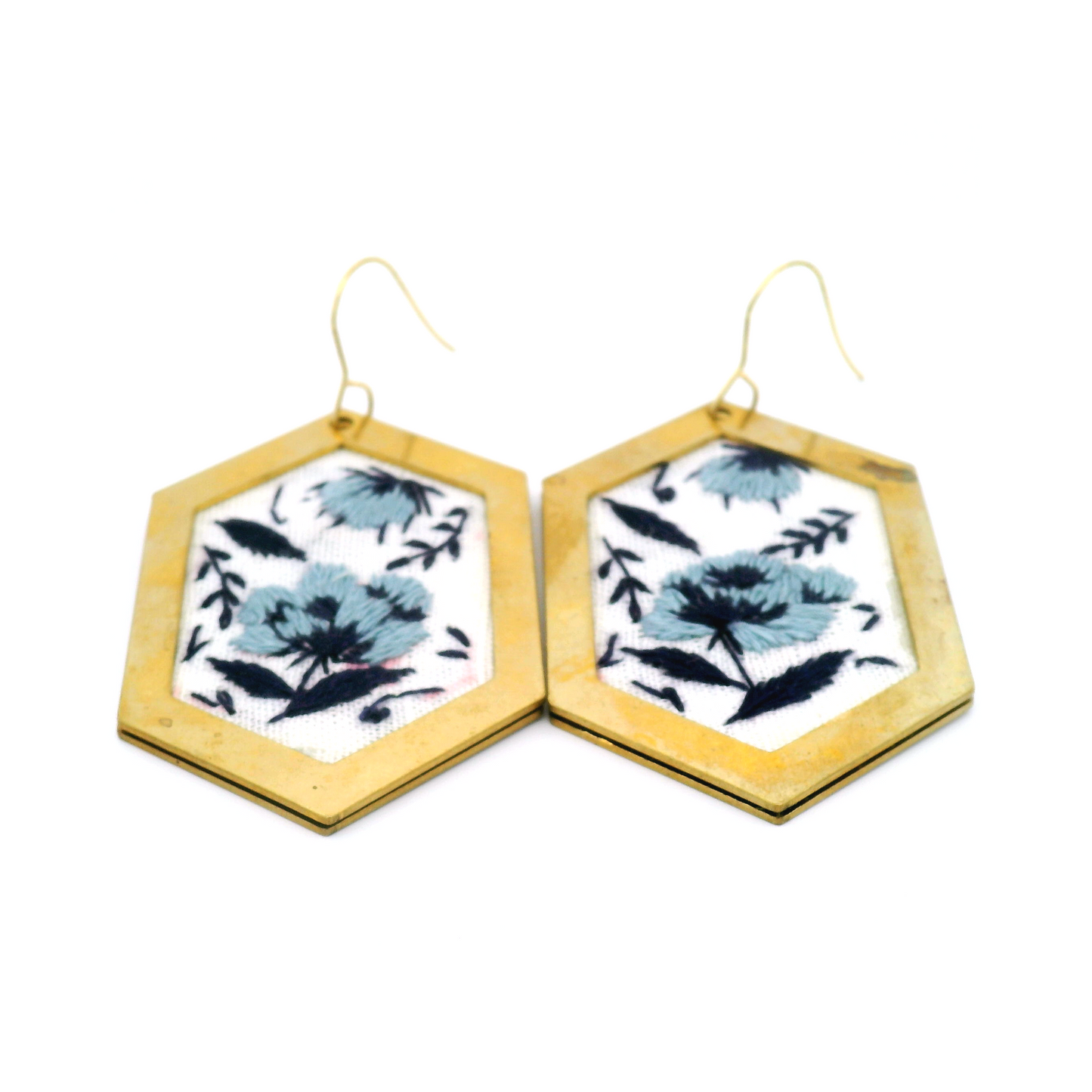 Large Hexagon Flower Earrings