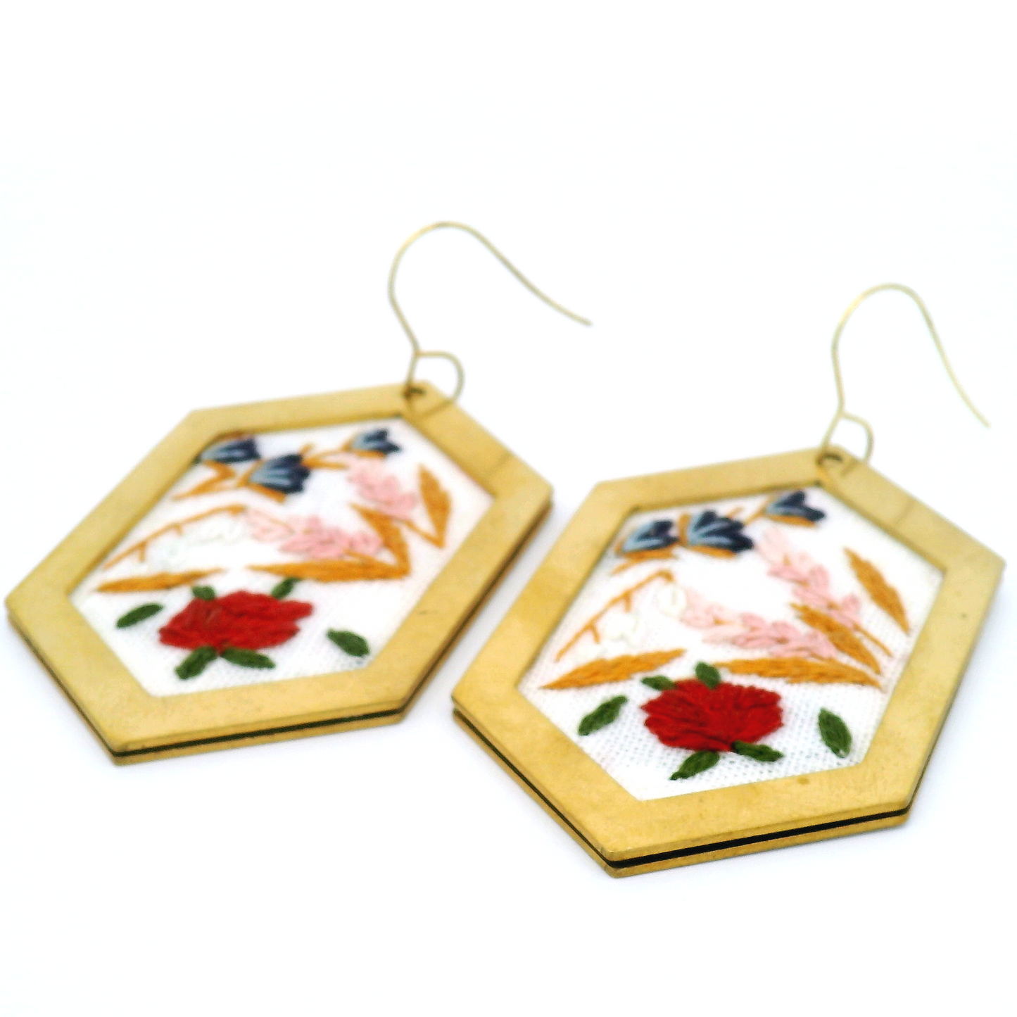 Hexagon Mixed Flower Earrings