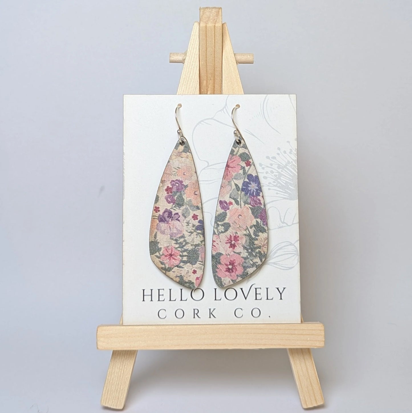 Medium Pink Pansies Cork Earrings