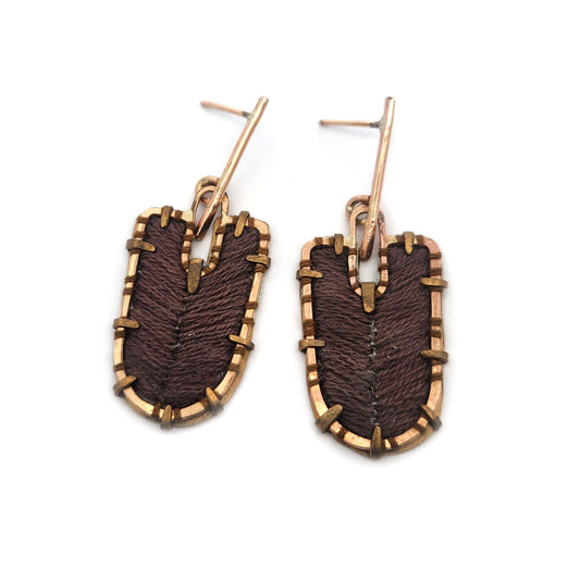 Textile Fabric Mauve Earrings