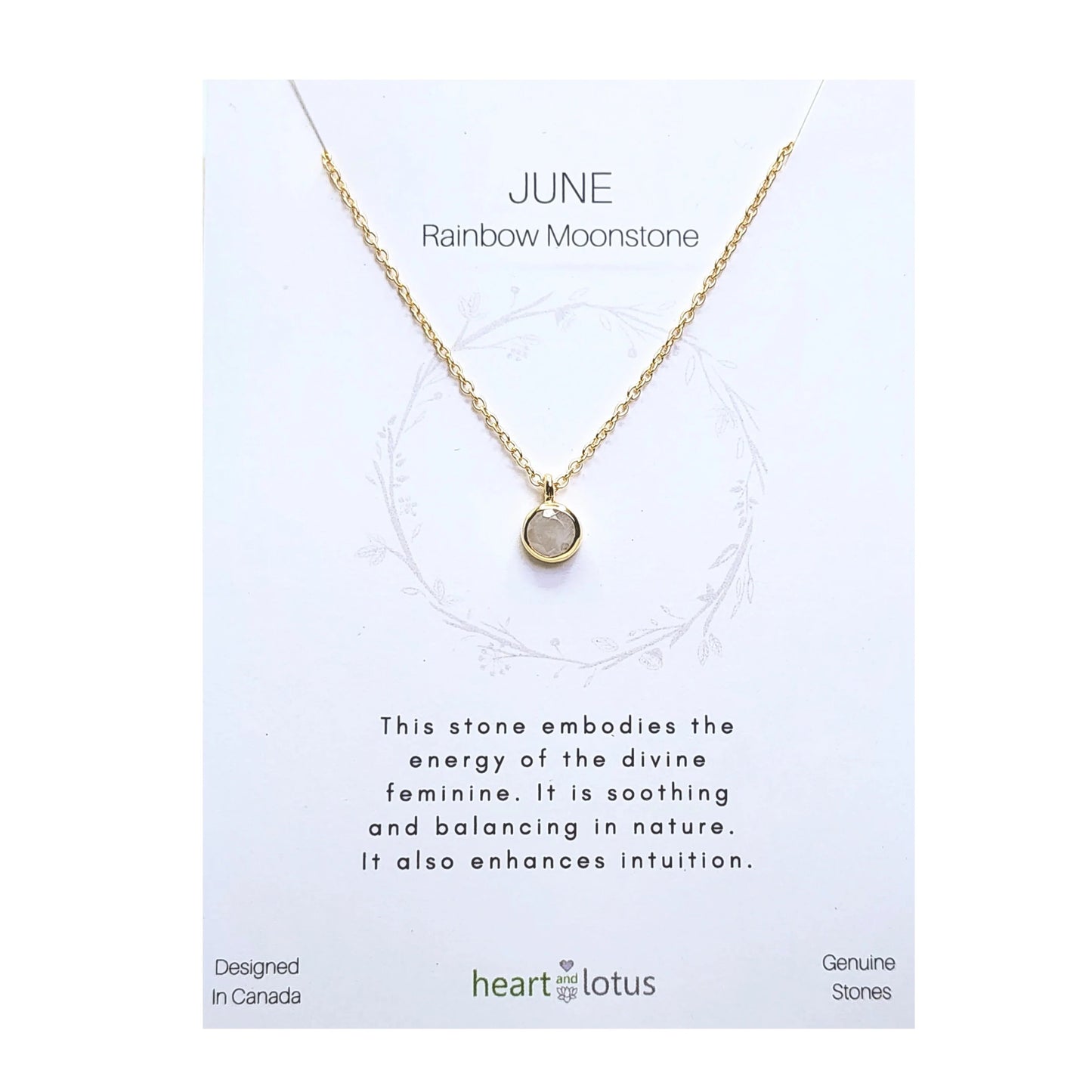 Rainbow Moonstone June Birthstone Necklace