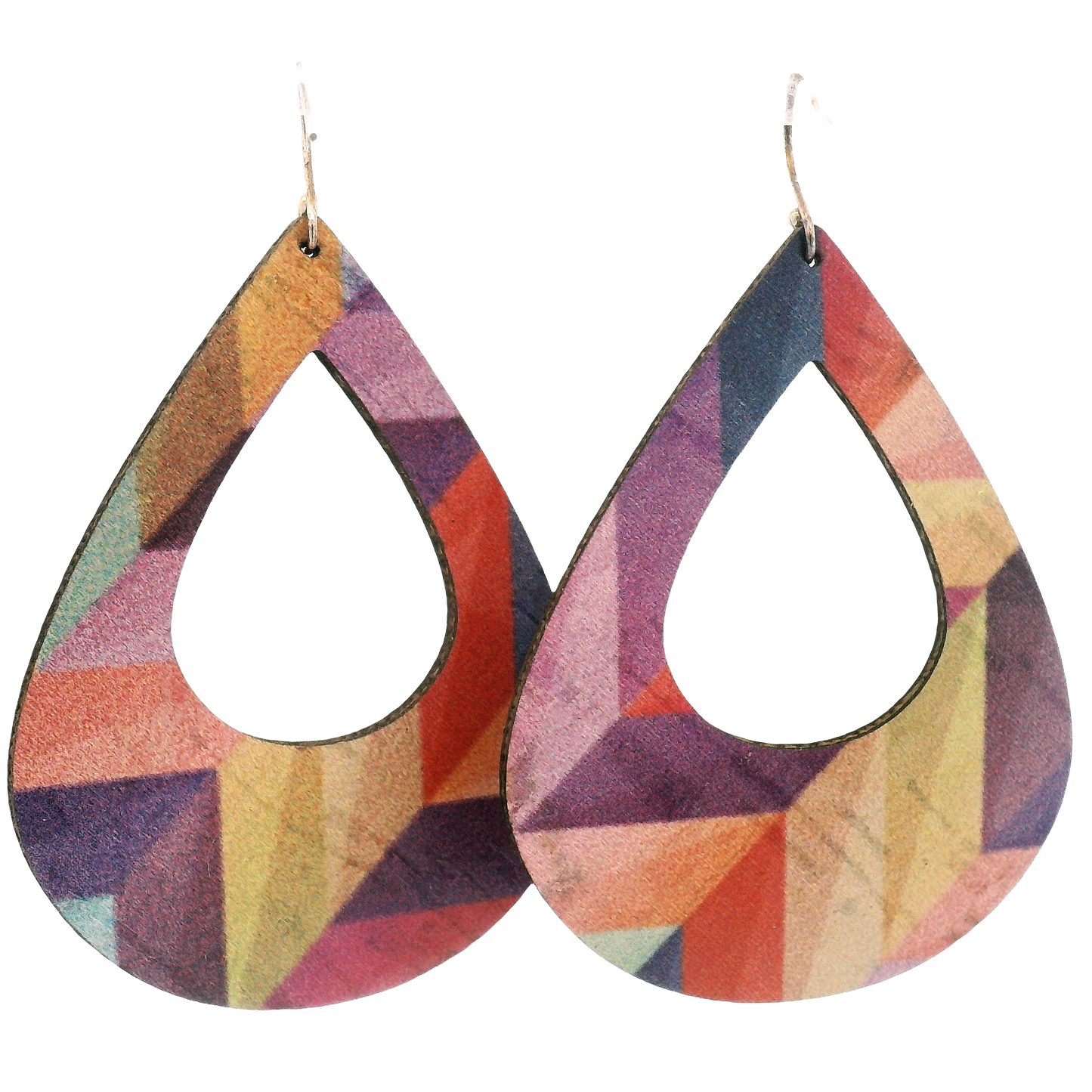 Large Sea Blue Teardrop Cork Earrings