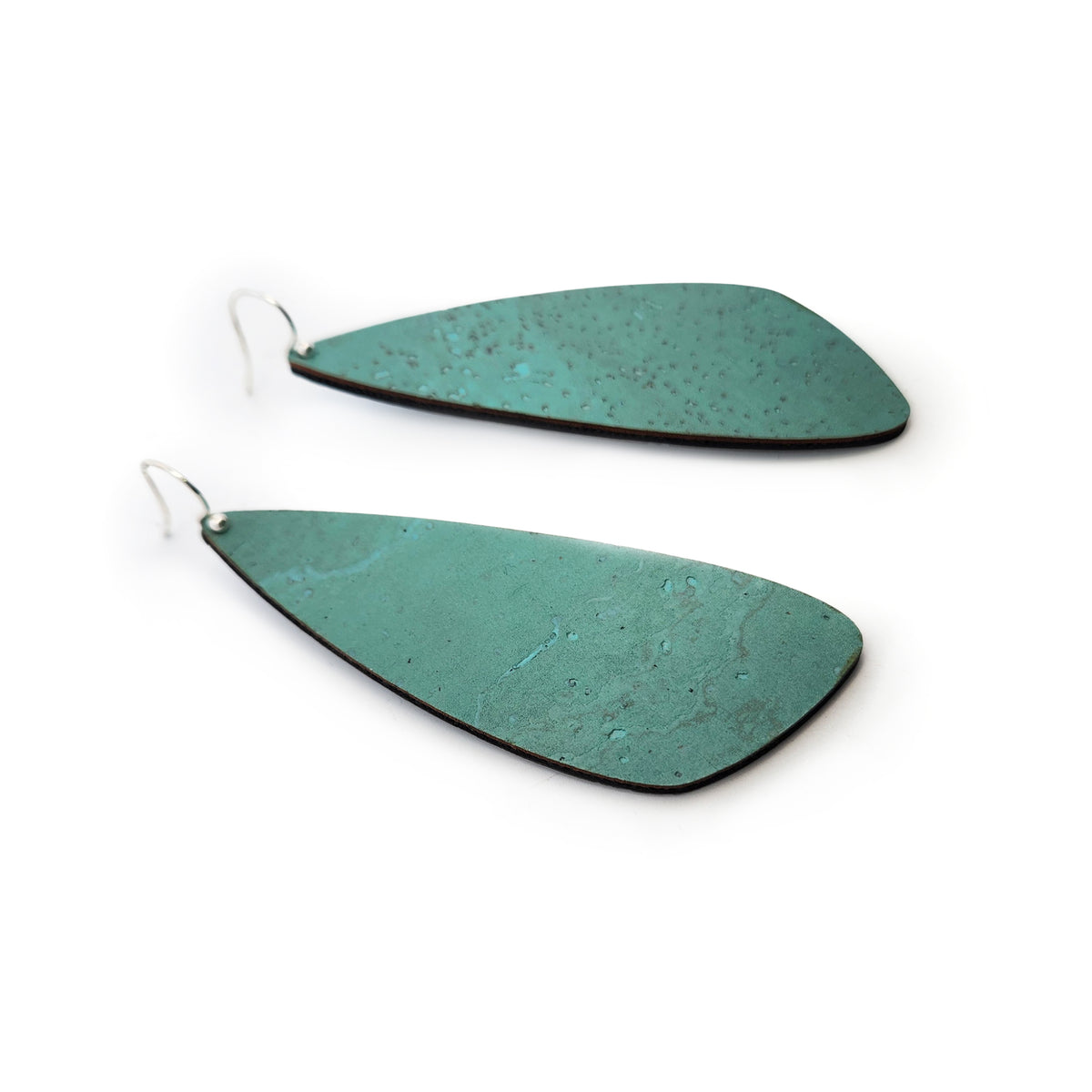 Large Teal Cork Wing Earrings