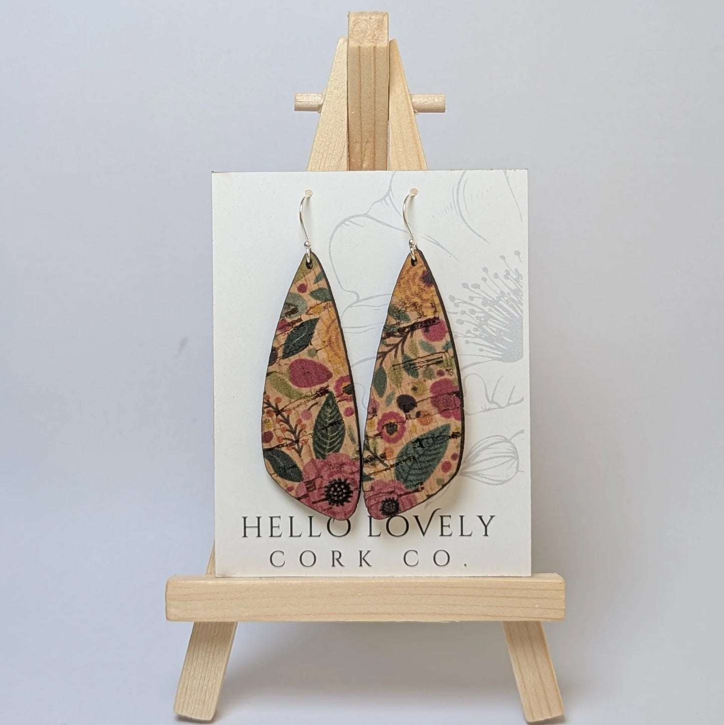 Medium Floral Cork Earrings - Wing