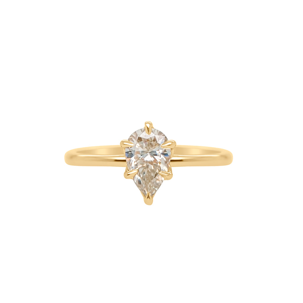 14k Yellow Solitaire with 0.75ct Pear-Cut Moissanite