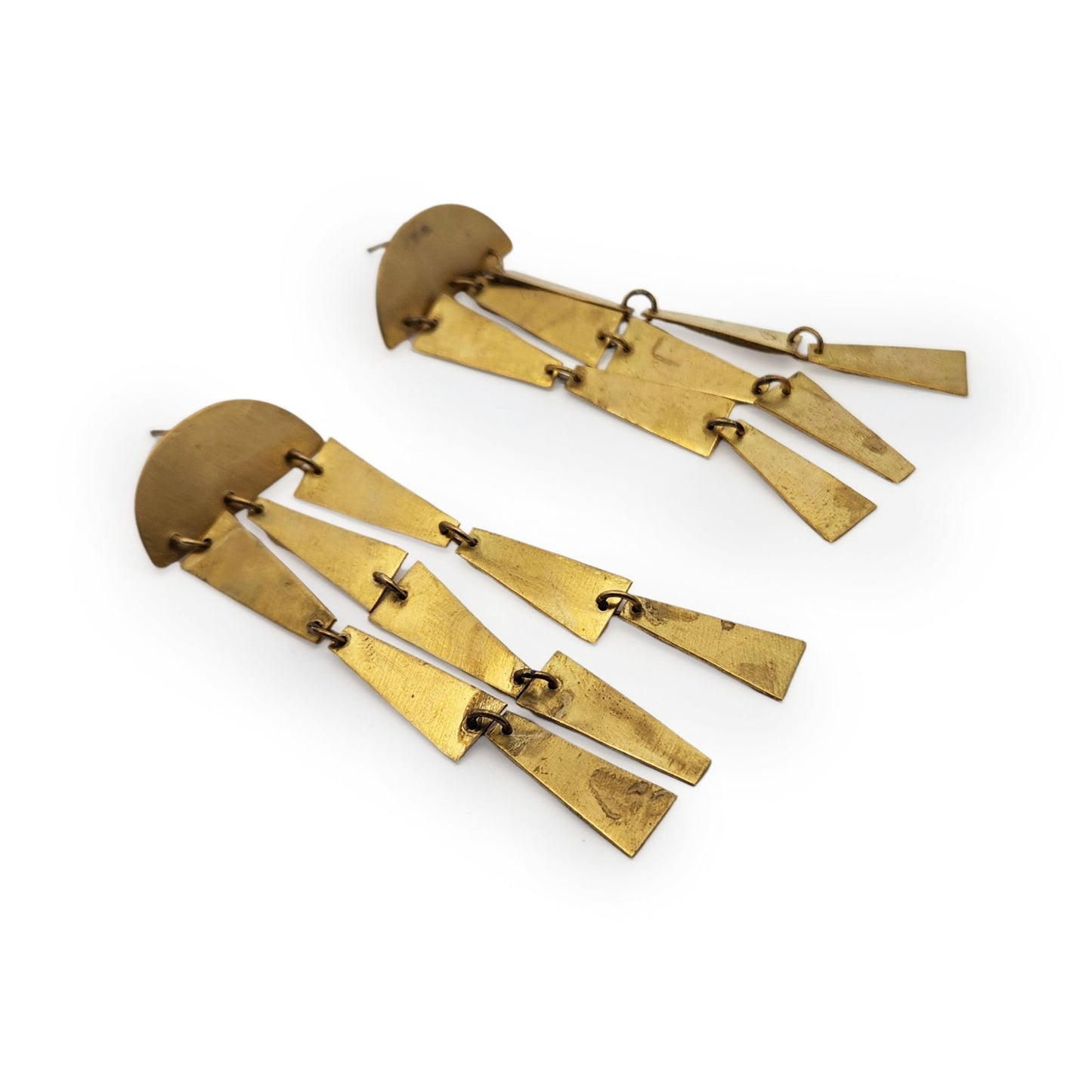 Brass Arch Long Dangle Earrings