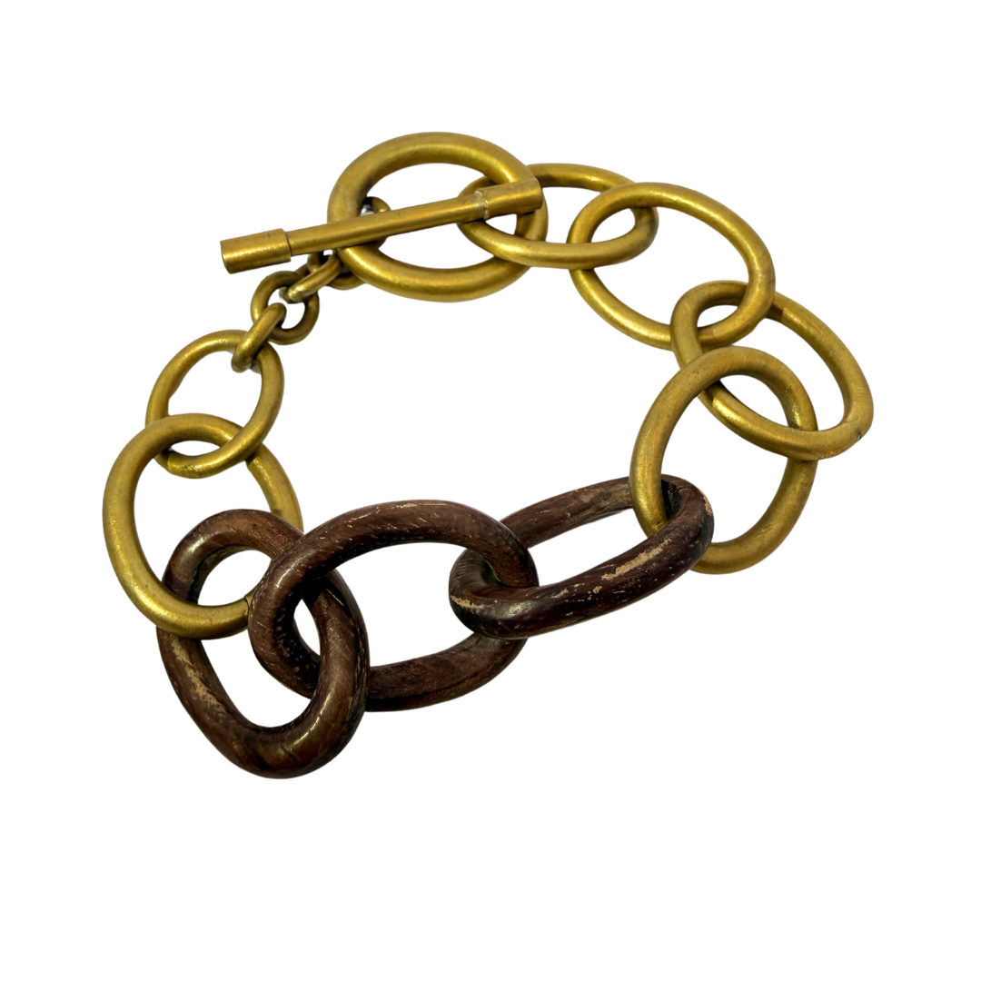 Brass & Wood Link Bracelet