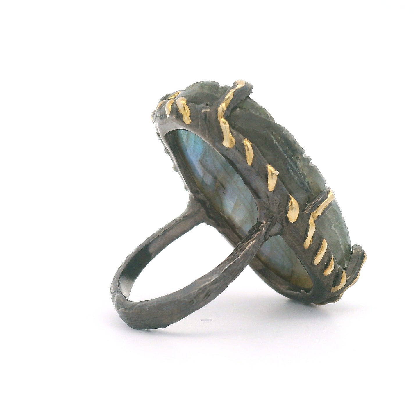 Organic Hand-Sculpted Labradorite Cocktail Ring