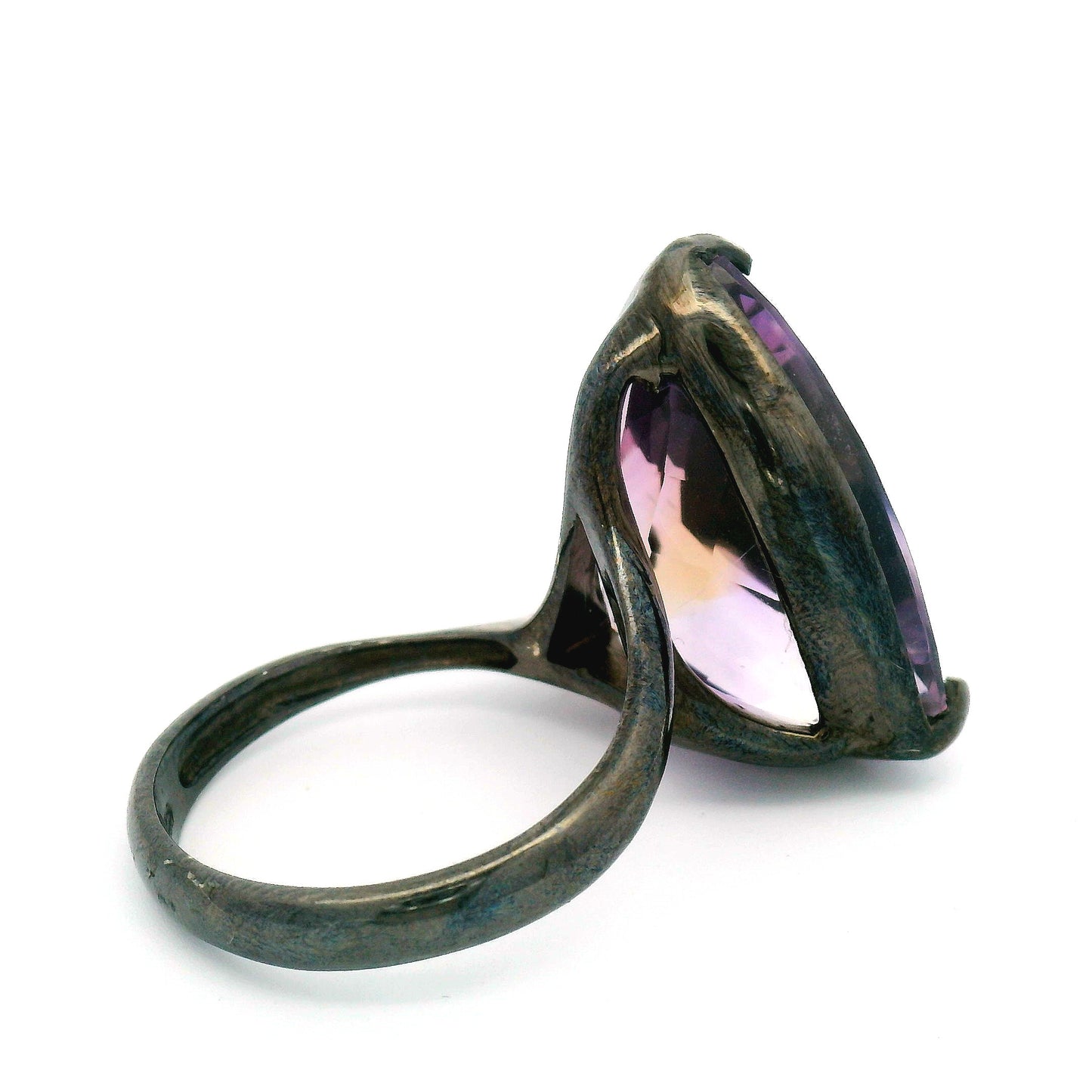 Brilliant-Cut Ametrine Trilogy Solitaire Ring