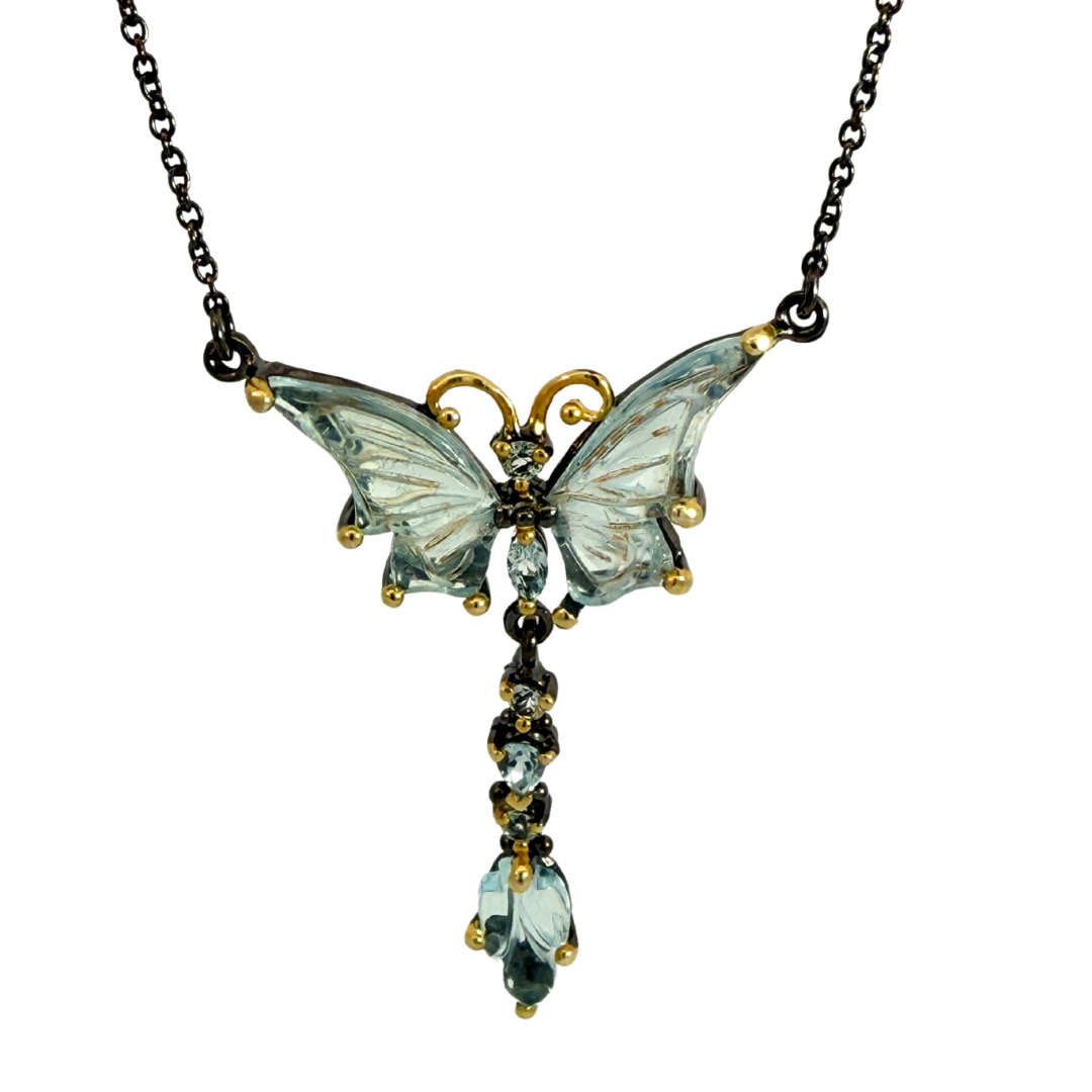 Aquamarine Butterfly Necklace