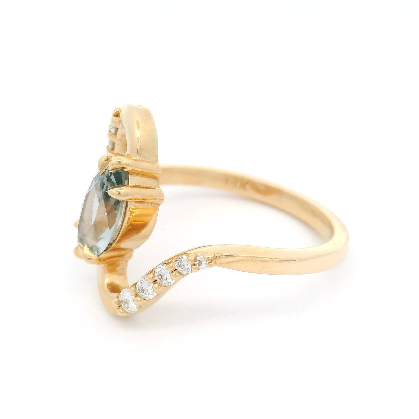 14k Yellow Engagement Ring with Natural 1.16ct Purple/Blue Sapphire and Accent Lab Diamonds