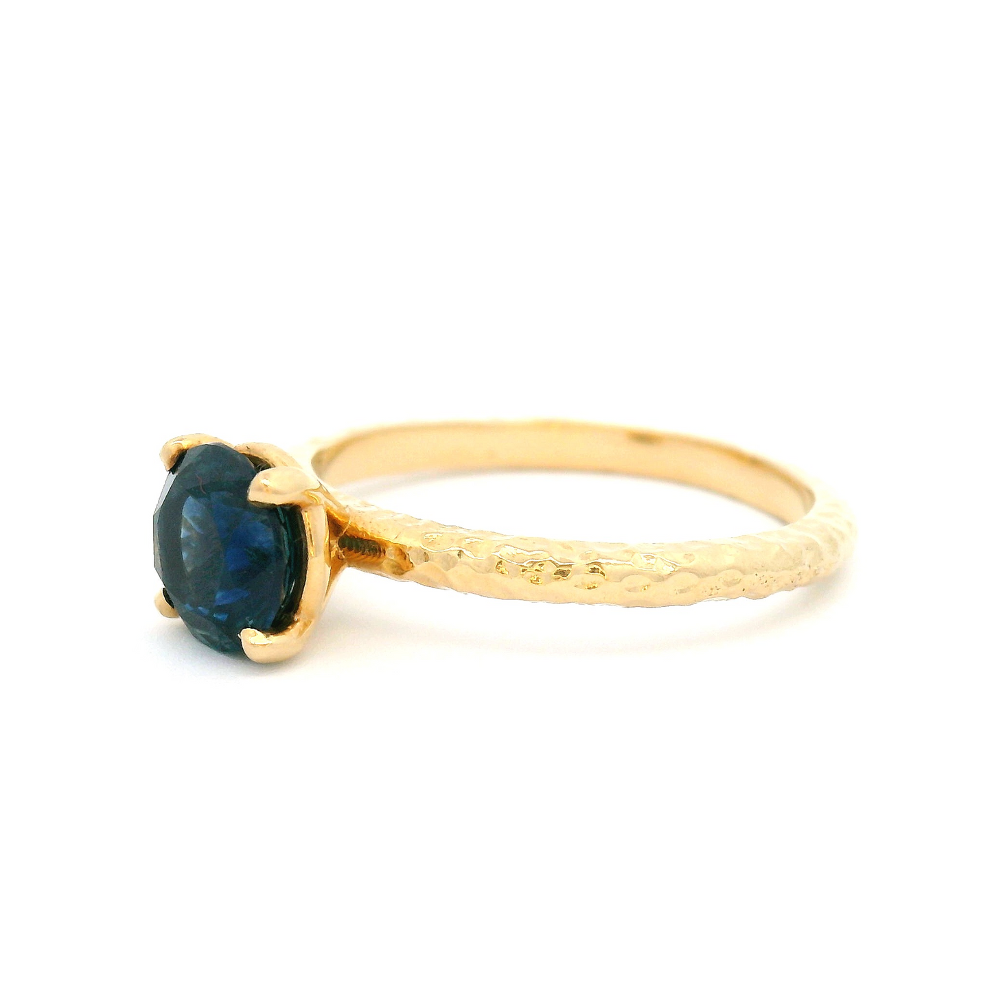 14k Yellow Solitaire with 1.27ct Round Blue Sapphire