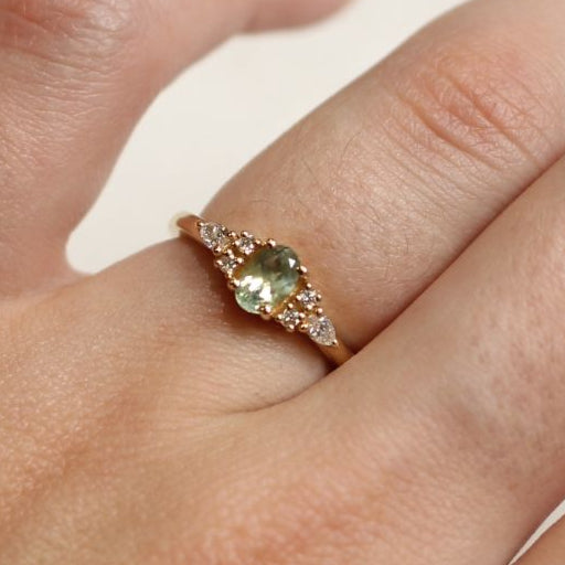 Petite Green Sapphire Engagement Ring