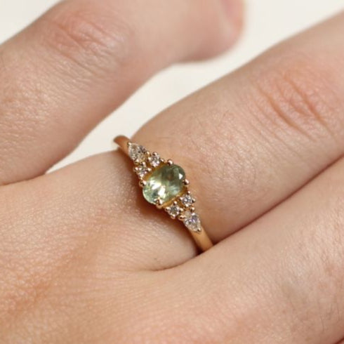 Petite Green Sapphire Engagement Ring