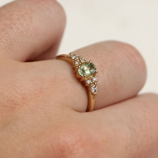 Petite Green Sapphire Engagement Ring