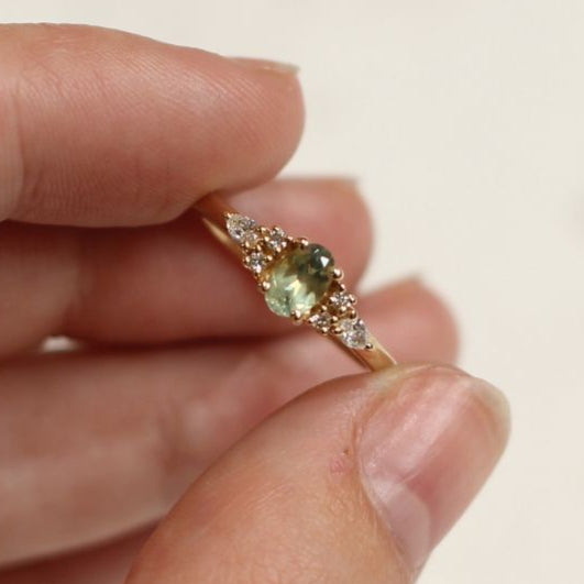 Petite Green Sapphire Engagement Ring