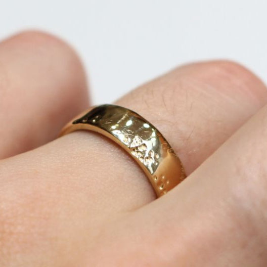 Erode - 10k Yellow Textured Wedding Band
