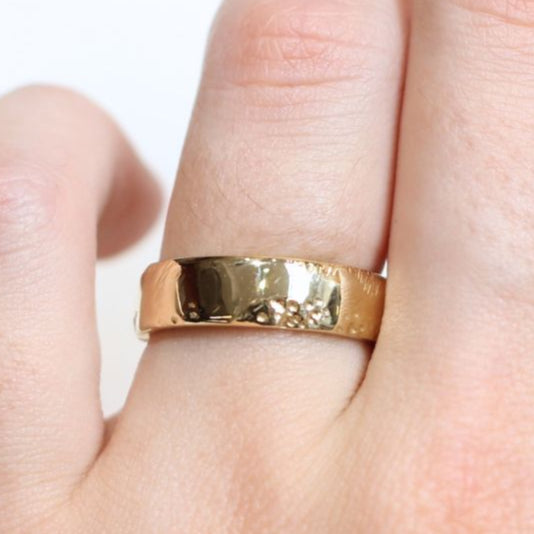 Erode - 10k Yellow Textured Wedding Band