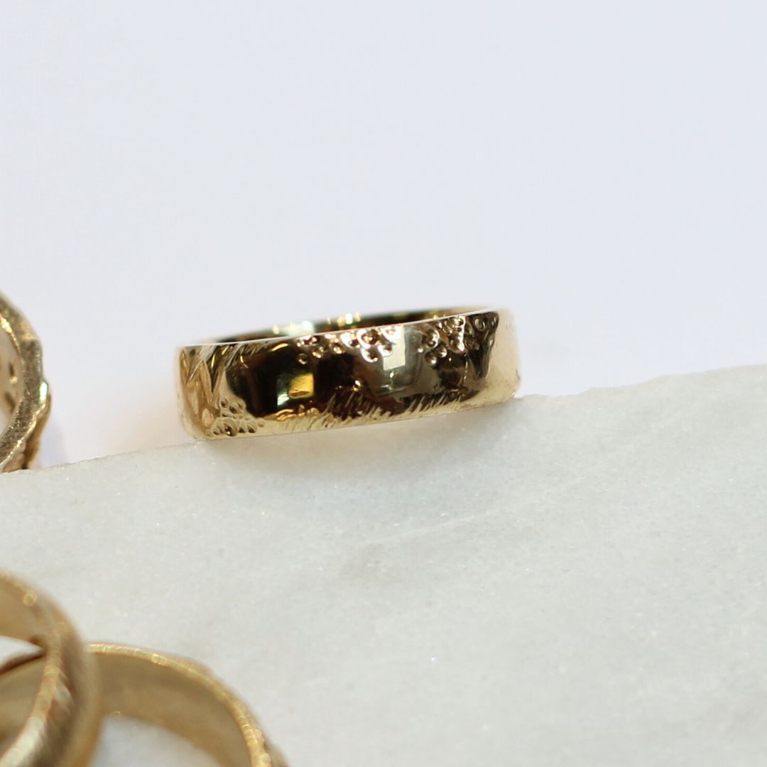 Erode - 10k Yellow Textured Wedding Band
